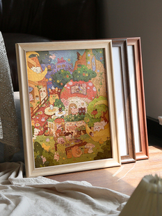 实木挂墙拼图框1000片500装裱画框300拼图框架十字绣定制裱框5070