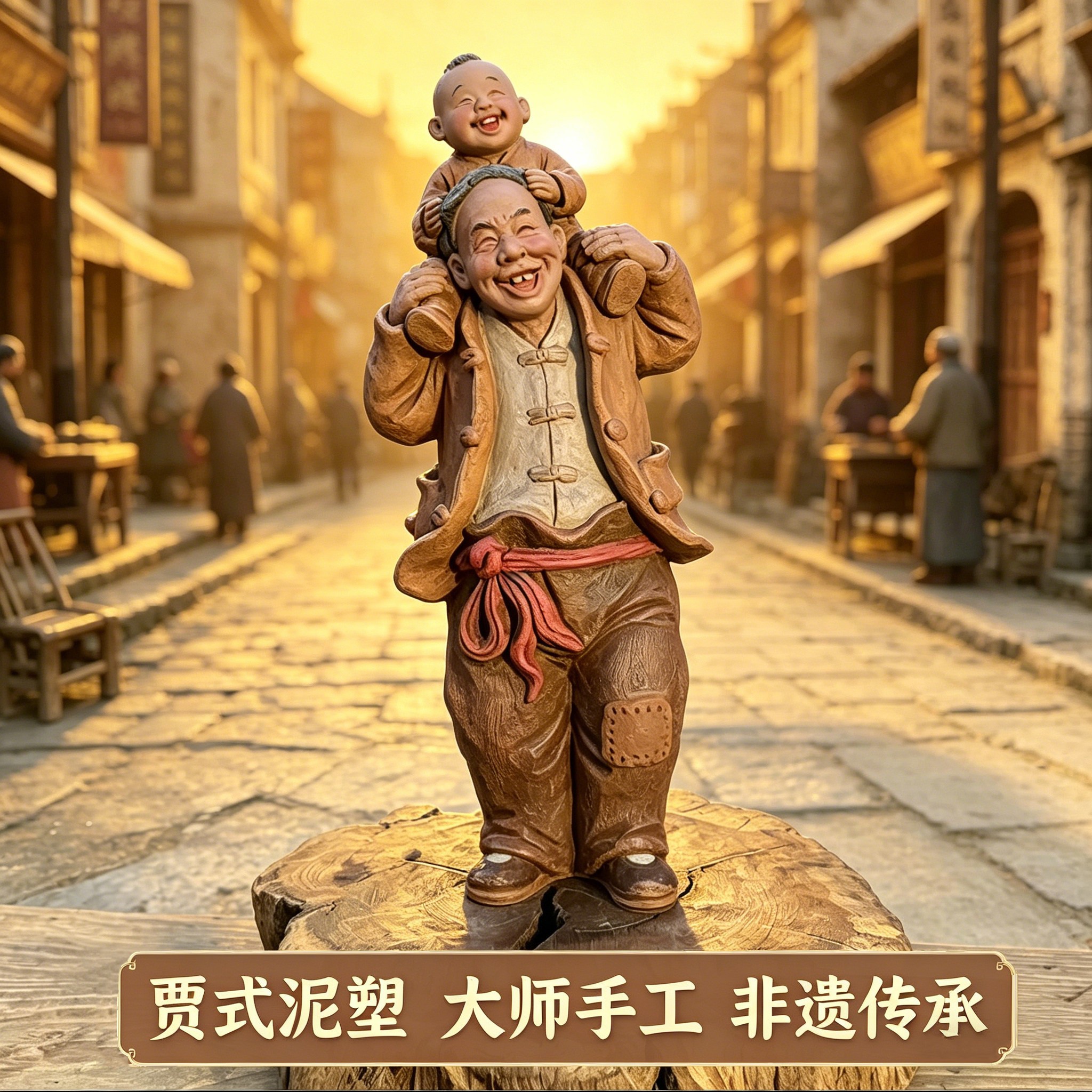 贾氏泥塑非遗手工工艺品摆件