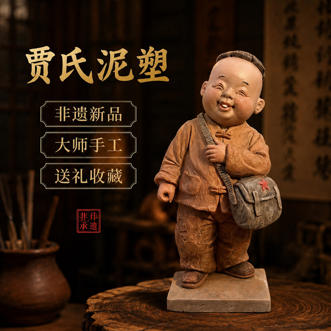非遗泥塑桌面摆件装饰品办公室摆件高级感小众复古摆件稀奇古怪