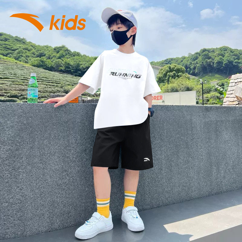 安踏童装男童运动套装春夏儿童短袖短裤七分裤运动服中大童两件套