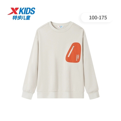 特步童装加绒保暖套头卫衣休闲服