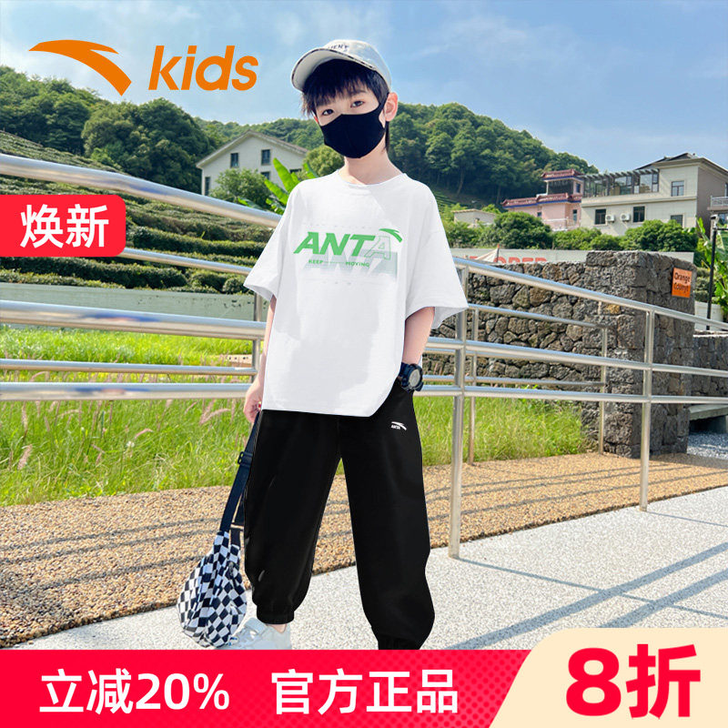 安踏男童短袖长裤套装速干夏装图片