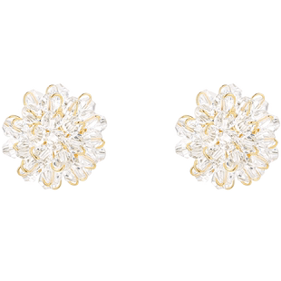 DODOGOGO超仙透明水晶花球耳环女小众设计感耳钉简约气质串珠耳饰