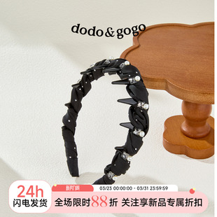 DODOGOGO高级感锆石珍珠缠绕带齿发箍时尚 精致百搭发卡气质发饰