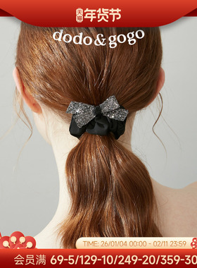DODOGOGO气质黑色蝴蝶结发圈女春夏扎高马尾2026年新款潮发绳头饰