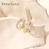 DODOGOGO双层贝壳耳钉女士气质耳夹2026新款 耳环高级感轻奢耳饰品