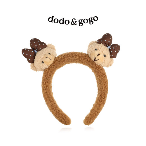 DODOGOGO毛绒蝴蝶结小熊发箍