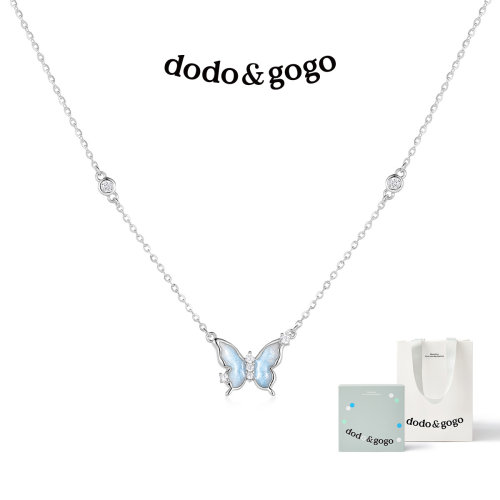 DODOGOGO锆石蝴蝶纯银项链锁骨链