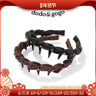 DODOGOGO皮革缠绕闪钻头箍女2026新款韩系带齿洗脸发箍高颅顶发饰