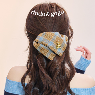 DODOGOGO小熊棋盘格方形大肠发圈2025新款高级感方巾头绳扎头发绳