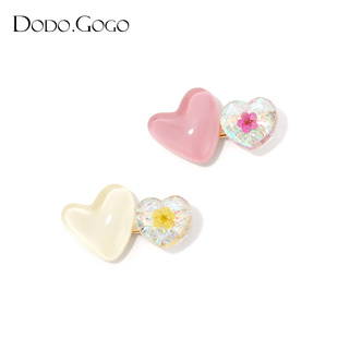 DODOGOGO甜美爱心发夹女2025新款 可爱儿童发卡侧边夹刘海前额发饰