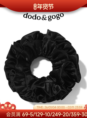 DODOGOGO黑色缎面大肠发圈女2026新款发饰头饰韩系高级感褶皱头绳