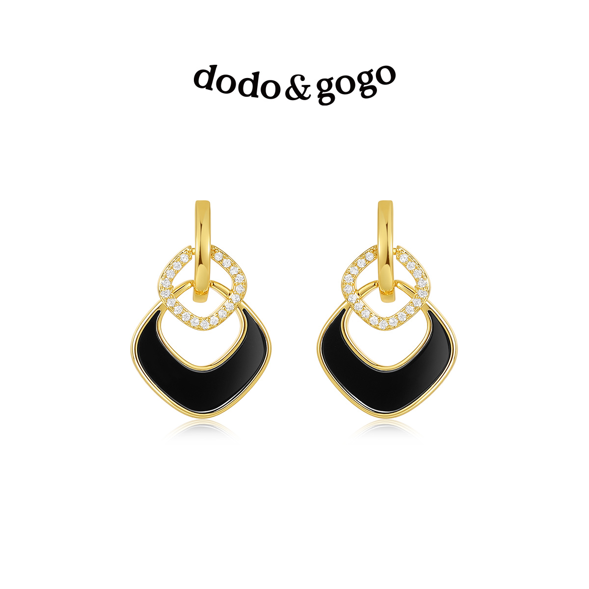 DODOGOGO时尚黑色方块耳环