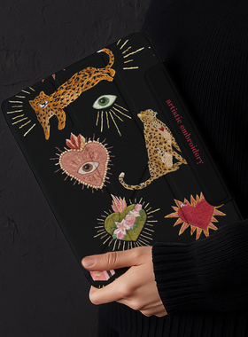 适用苹果ipad11代保护壳2025ipadair7平板保护套磁吸黑色豹子爱心图10代9可爱带8笔槽air6防摔pro11复古个性5