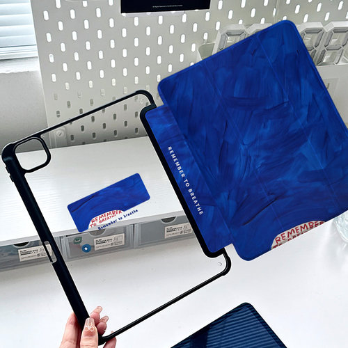 ipad10保护套带笔槽2024新款air6/5保护壳4深蓝色Pro平板11寸第9代2025款air7/10.9透明11代亚克力5艺术air12