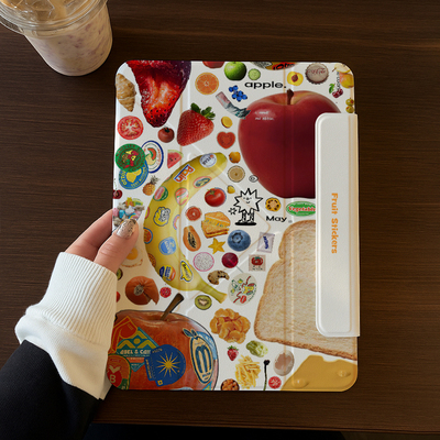 水果贴贴乐ipadpro11保护套air7/6适用苹果ipad11磁吸双面夹13寸平板10代搭扣ipadmini7横竖5Y折轻薄4带笔槽