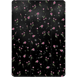 ipad亚克力保护壳黑色玫瑰ipadair5保护套三折透明10.2适用苹果9代十可爱720旋转平板matepad11小米荣耀pro11