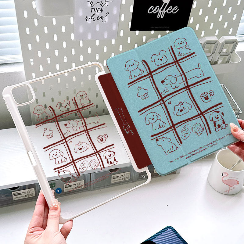 iPadpro11保护壳亚克力13防弯Air6带笔槽三折10代10.9寸10.2防摔mini7平板套matepad11.5s全包12宫格小动物5