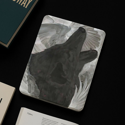 ipad11保护套720旋转air7三折10.9寸带笔槽mini6/7九代8防摔平板黑白色狼2025pro11高级感适用小米7pro保护壳