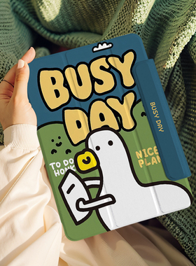 鸭子ipadair5保护套磁吸mini6双面夹搭扣款22pro11无边框2024第十代10ipad9保护壳带笔槽8适用苹果平板air6新