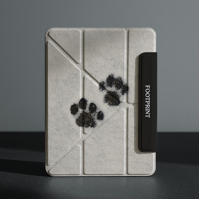 ipad保护壳带笔槽air7平板套mini7简约脚印pro11带搭扣2025三折11代第十代vivopad5磁吸双面夹12.1一加10.9寸