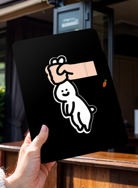 适用苹果ipad10代保护套air5平板9壳2024pro11黑色兔子360旋转10.2双面夹搭扣air6磁吸拆分mini6亚克力防弯