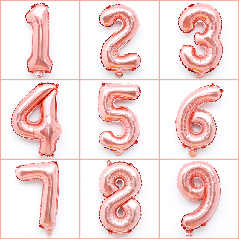 数字铝膜玫瑰金银色场景布置气球