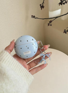 简约ins风蓝底波点适用华为FreeClip2夹耳式耳机壳华为freebuds7i保护套se2/se3三星buds3pro软壳2pro防摔FE