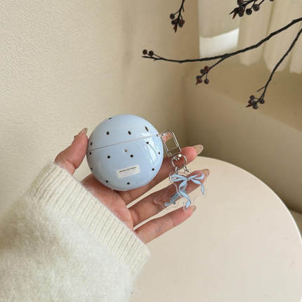 简约ins风蓝底波点适用华为FreeClip2夹耳式耳机壳华为freebuds7i保护套se2/se3三星buds3pro软壳2pro防摔FE