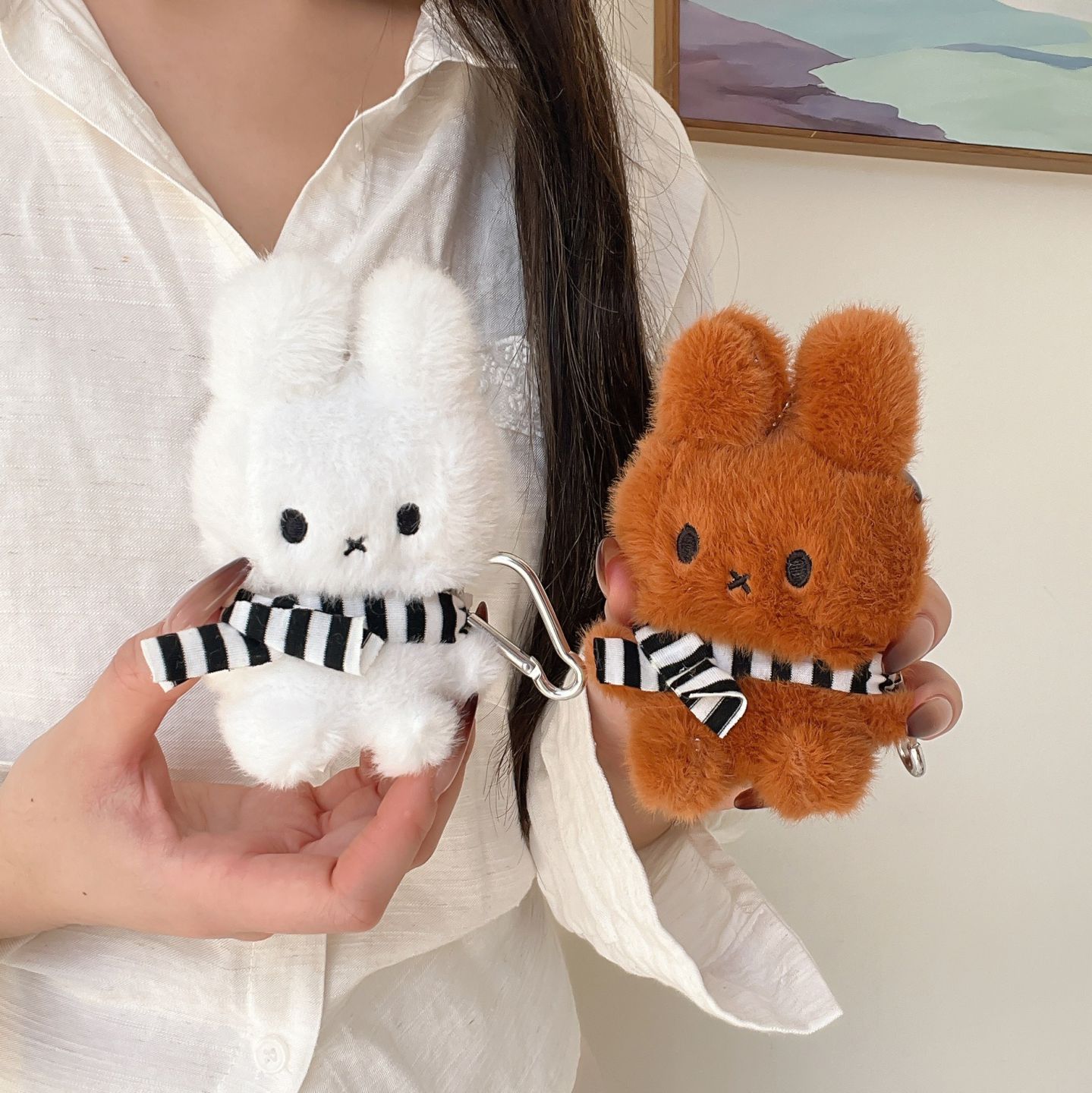 毛绒米菲兔玩偶耳机套适用新款aripodspro3耳机壳苹果4代蓝牙保护套pro一二代软壳3代4代玩偶耳机壳pro3情侣