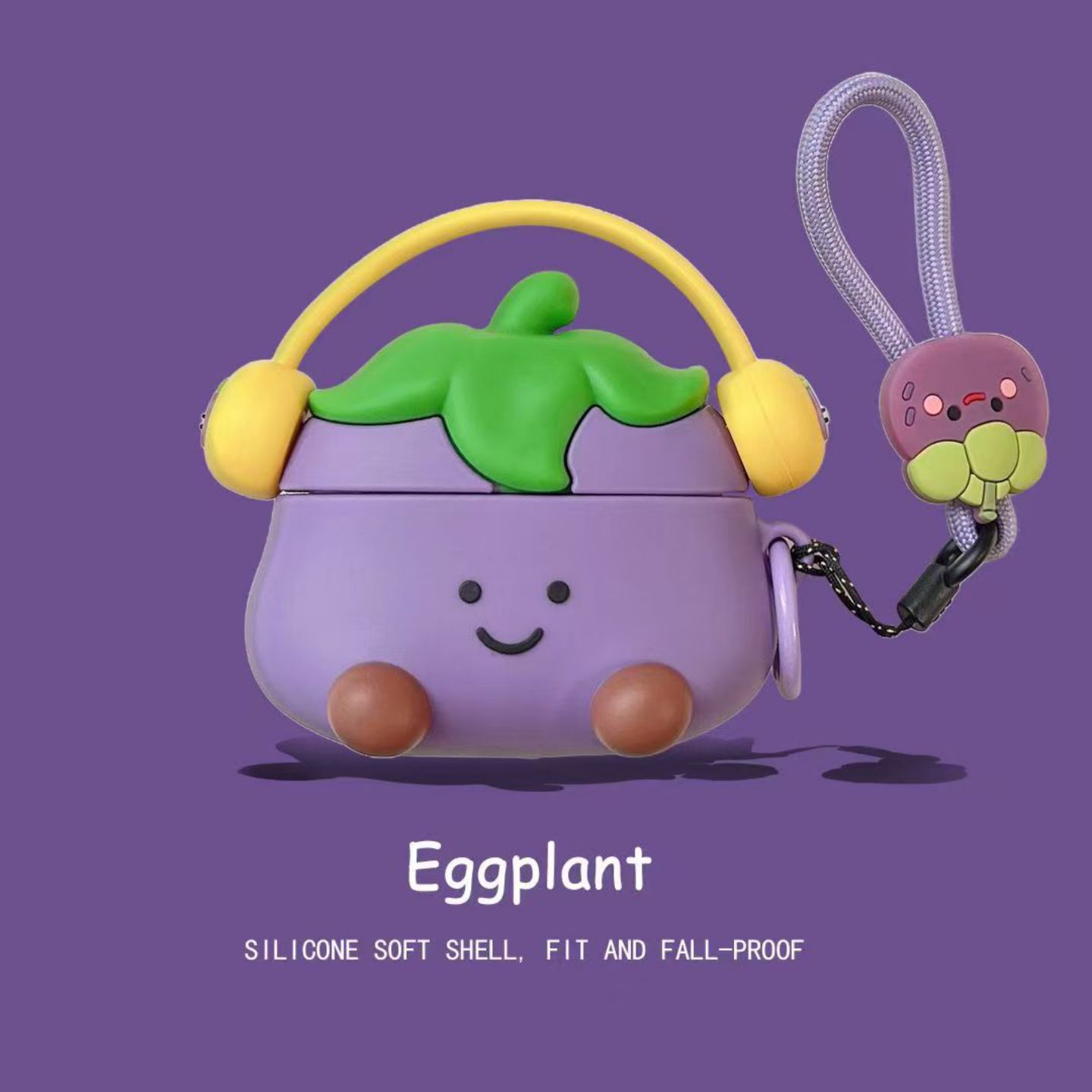 呆萌笑脸紫茄子适用华为freeclip2蓝牙耳机壳HUAWEI华为7i保护套硅胶se2/se3软壳pro3男5i/6i女新款华为clip2