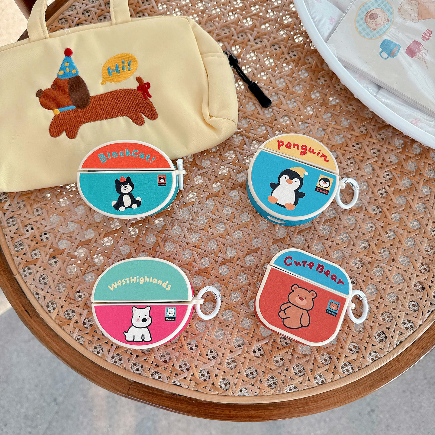 卡通可爱企鹅吉利猫适用华为freeclip2夹耳耳机套华为7i蓝牙保护套pro3/pro4软壳freebuds5i/6i防摔se2/se3女