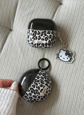 黑色豹纹凯蒂猫适用华为FreeClip2耳机壳华为7i耳机5i/6i通用保护套se2/se3三星buds3pro保护套2pro/FE/Live