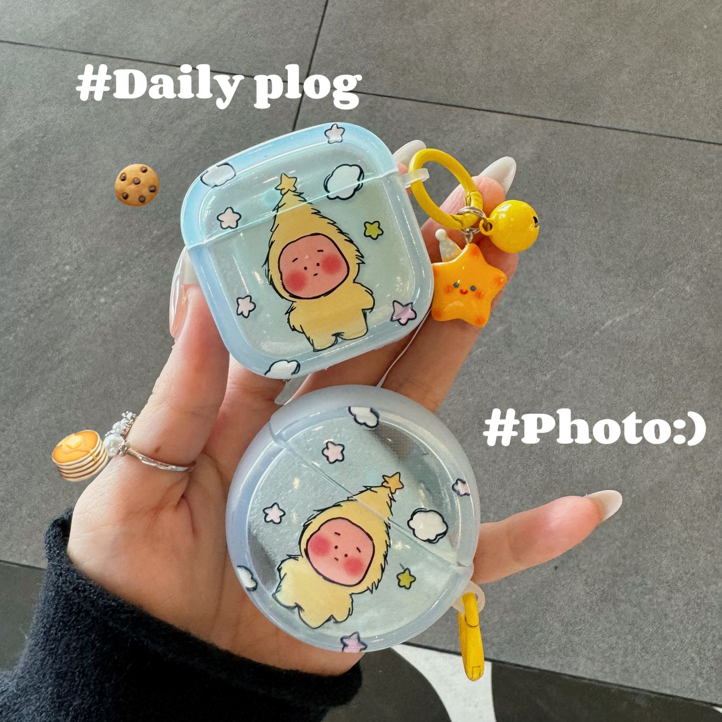 透蓝云朵星星人适用华为freebuds7i耳机壳华为se4蓝牙4i/5i/6i软壳pro3/pro4保护套华为freeclip夹耳式耳机套