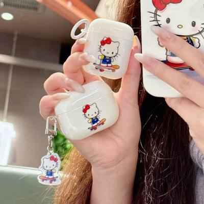 ins风简约滑板凯蒂猫适用新款airpodspro3耳机壳苹果airpods4保护套pro三代1/2代imd软壳苹果4代降噪版pro3女
