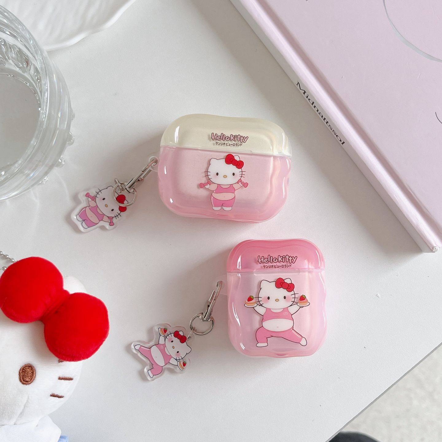 趣味创意减肥哑铃凯蒂猫适用苹果airpodspro3耳机壳蓝牙无线airpods4保护套imd新三代1/2代软壳pro2苹果4代女