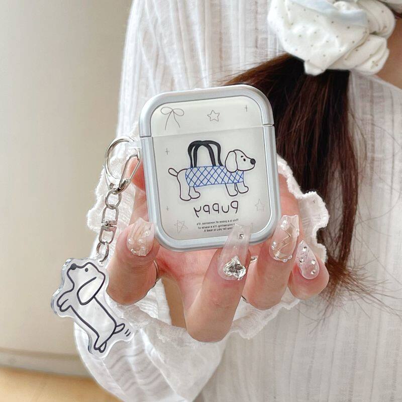 银框手提包狗狗适用苹果airpods新4代蓝牙无耳线机保护套airpods3二代防摔软壳airpodspro2三代新款小