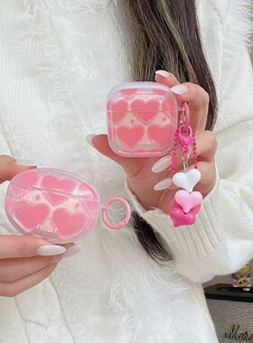 ins风粉系晕染爱心适用华为freeclip2夹耳式耳机壳华为7i蓝牙保护套freebudsse4华为pro3/pro4软壳5i/6i盒女