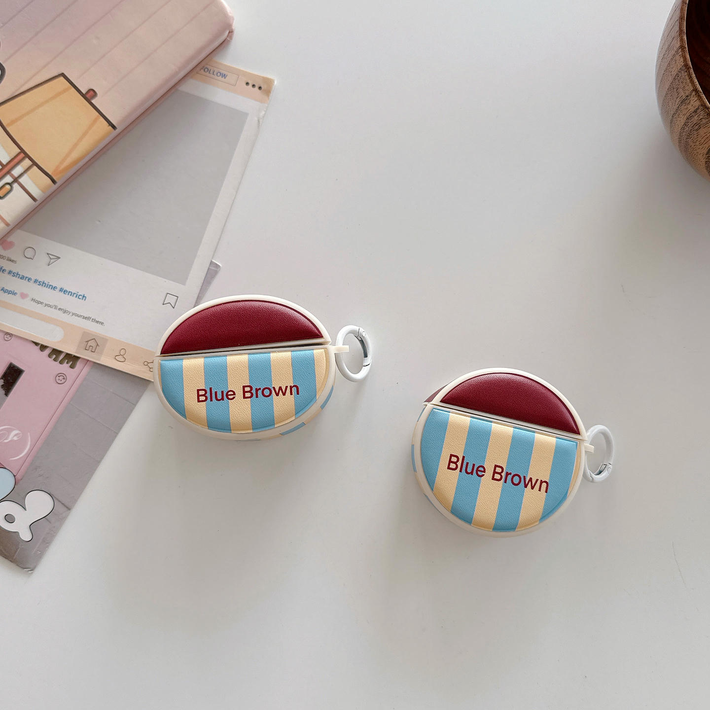 撞色条纹贴皮耳机壳适用华为freeclip2夹耳耳机套华为7i蓝牙保护套pro3/pro4软壳freebuds5i/6i防摔se2/se3女