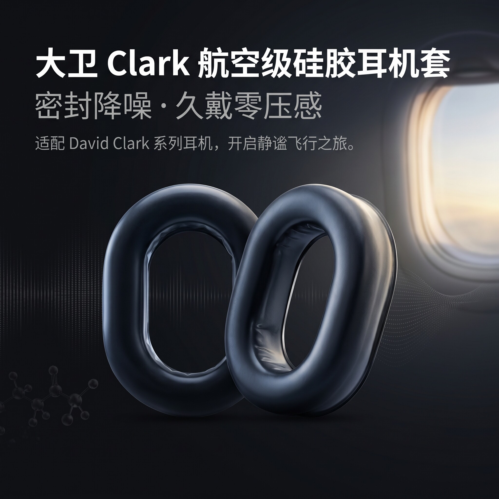 适用大卫克拉克耳机套DavidClark航空降噪耳机罩直升机飞行员降噪头戴式耳机耳罩套硅胶耳机海绵套耳垫替换