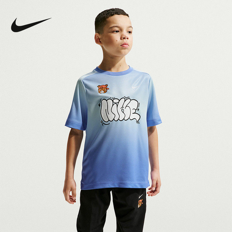 Nike耐克男女童运动速干上衣T恤舒适百搭短袖针织衫IR7012-495