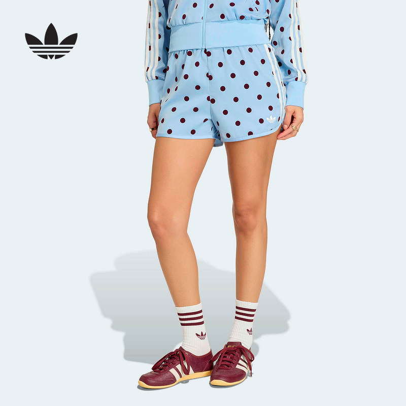 adidas阿迪达斯三叶草复古风波点辣妹三分裤夏女梭织短裤 KV1173