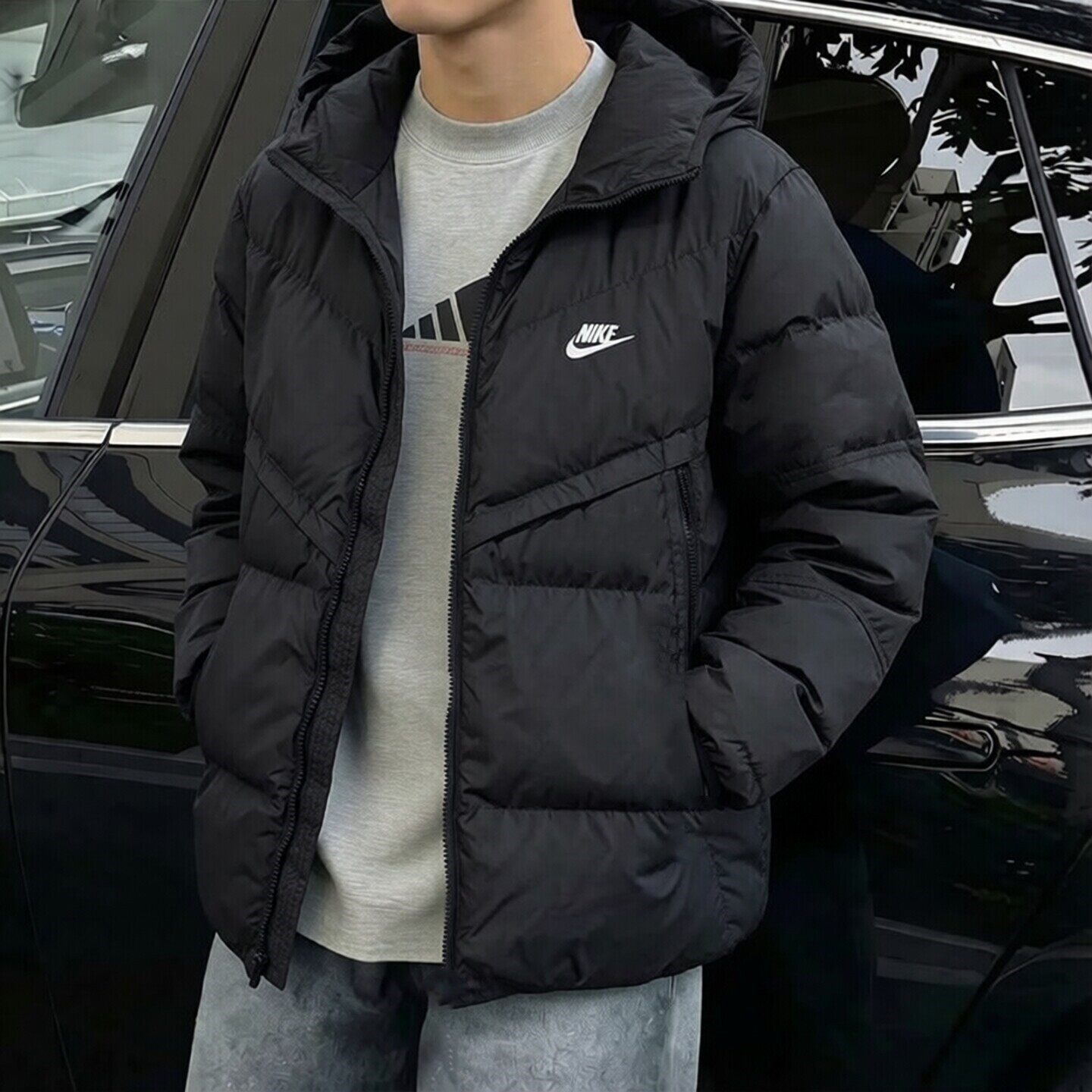 Nike耐克冬季新款连帽羽绒服防风保暖男士外套厚款防水夹克运动服