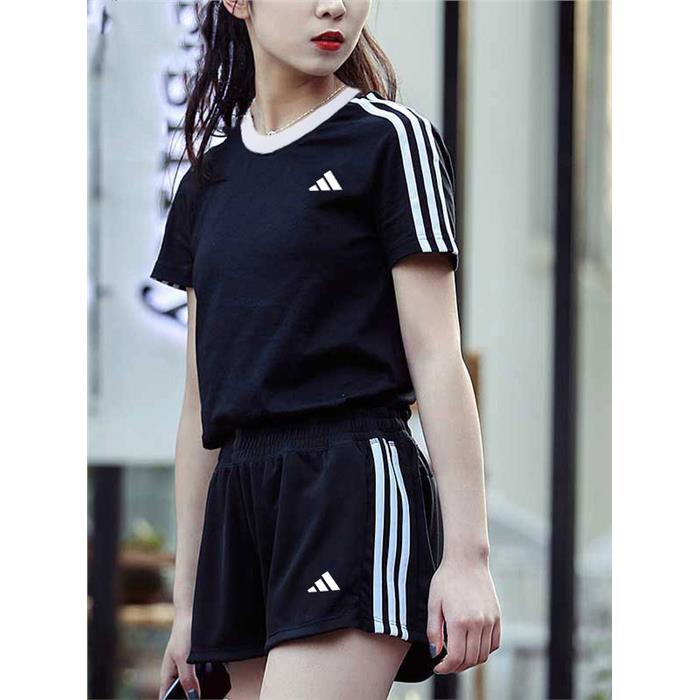 Adidas运动套装女夏季纯