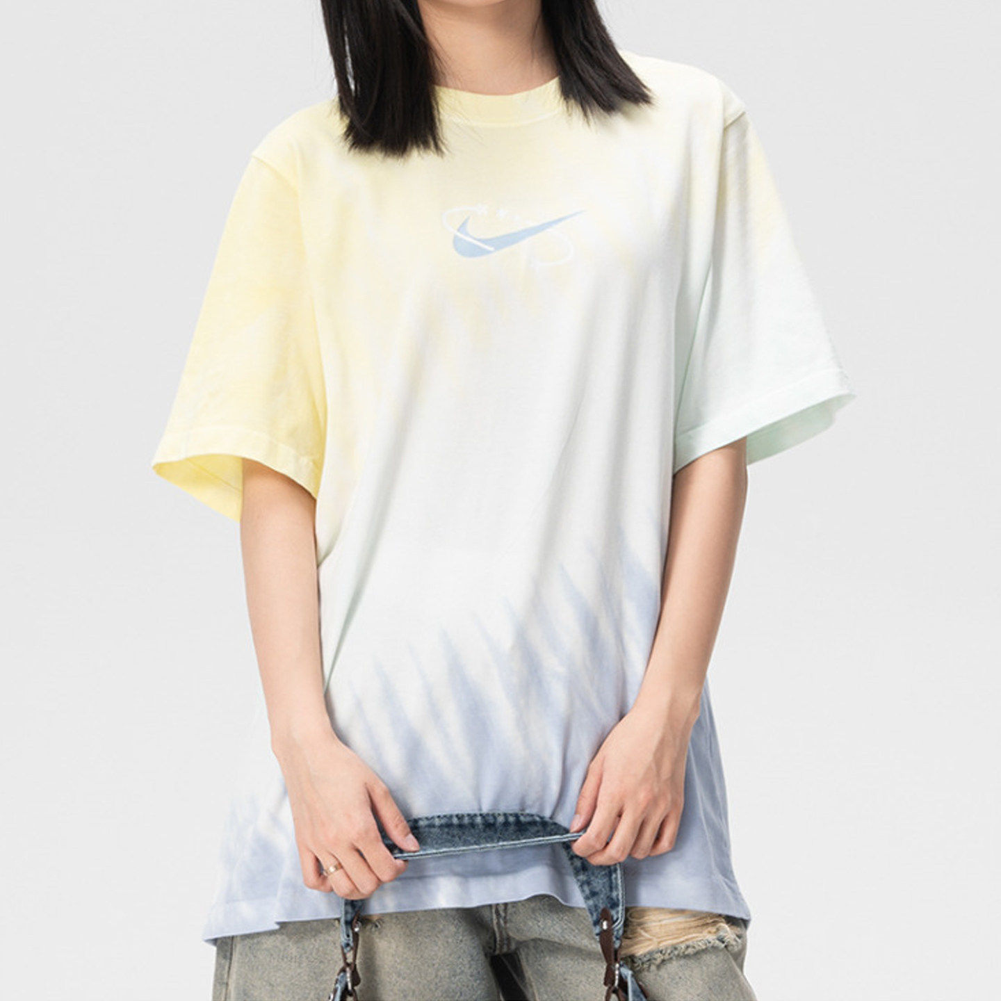 Nike耐克2026年新款女宽松短袖T恤渐变色圆领正品休闲百搭上衣