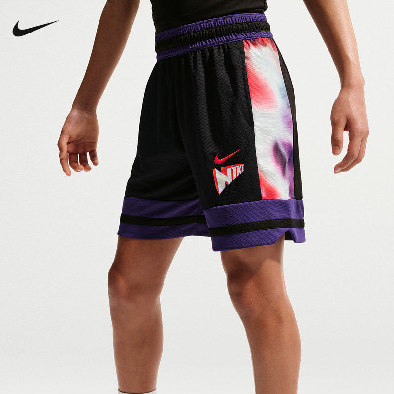 NIKE耐克儿童短裤夏季宽松透气图案印花篮球运动五分裤IR6290-010