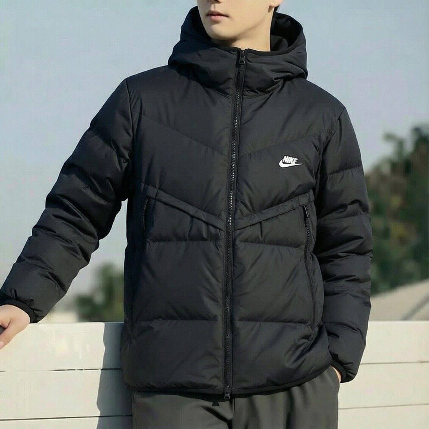 Nike耐克厚款保暖羽绒服2026年新款男装外套黑色连帽上衣运动装潮