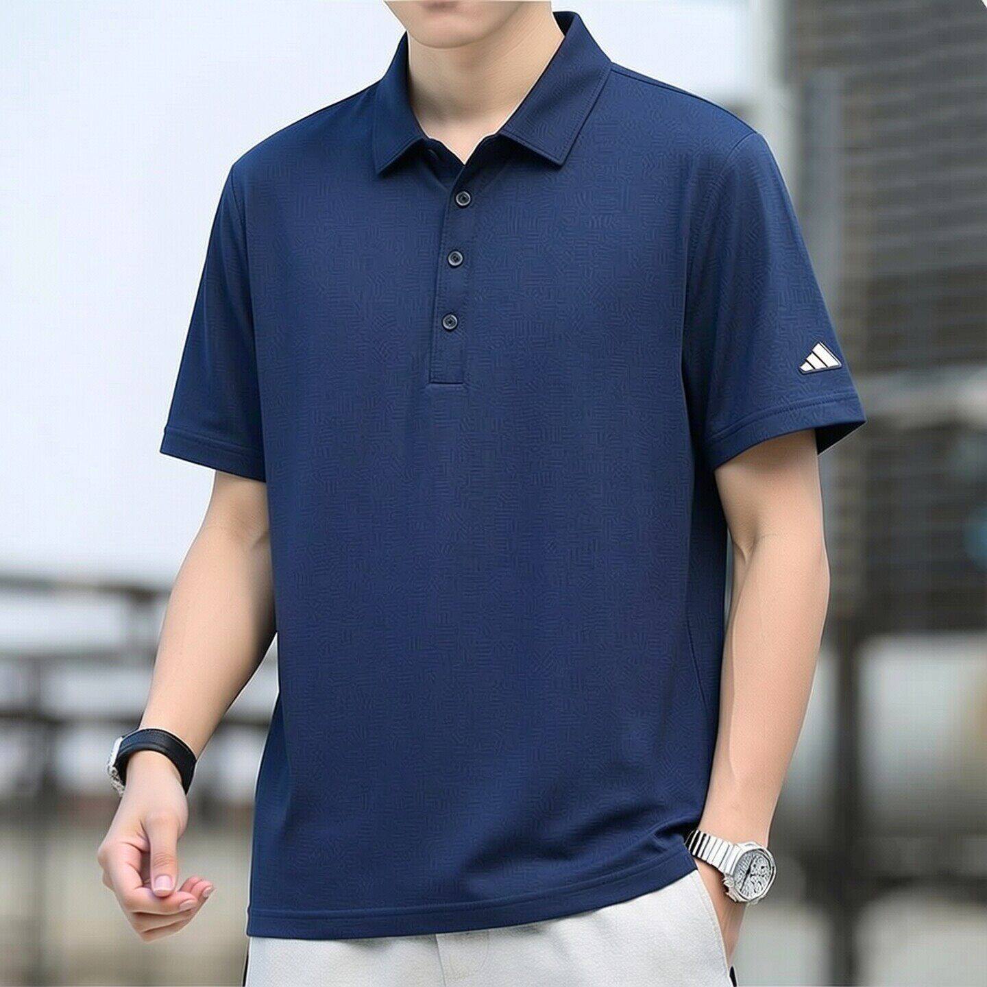 阿迪达斯运动polo衫男冰丝速干透气短袖t恤翻领百搭夏季蓝色上衣