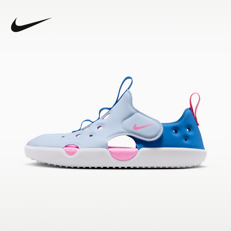 Nike耐克男女童鞋新款镂空休闲时尚透气舒适百搭凉拖鞋HF6277-402