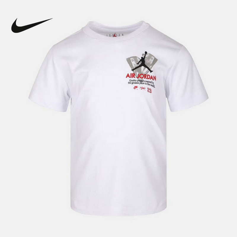Nike耐克男童运动T恤透气棉质舒适休闲百搭短袖针织衫IW2137-100